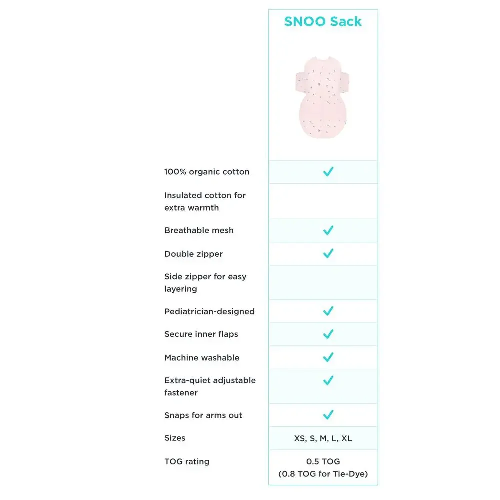 EUC 100% Organic SNOO Baby Sleep Sacks Mint Print Size Large